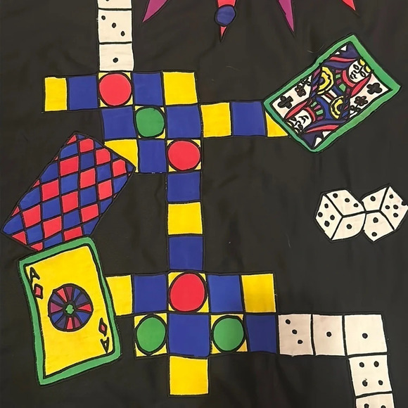 Vintage 80s Silkscapes Oversized Jacket Casino Royale Wearable Art One Size - Picture 5 of 11